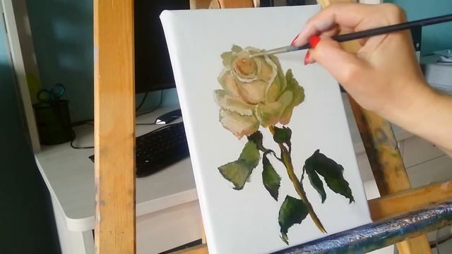 Как нарисовать РОЗУ поэтапно живопись маслом мастер класс смотреть онлайн.  Oilpainting Draw A Rose