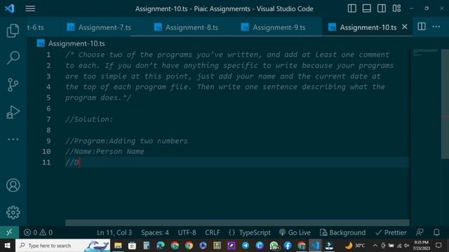 Typescript Assignment-9.Comments in typescript. смотреть онлайн