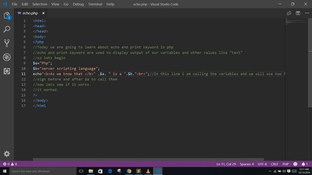 Echo and Print keyword in PHP смотреть онлайн
