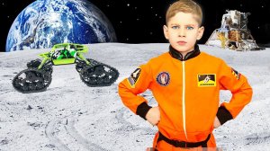 Путешествие в коcмос Лев и Глеб ищут пропавшую машинку Луноход и катаются по луне #2