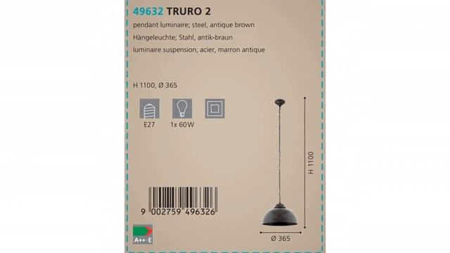 Люстра Eglo Truco 49632 обзор: светильник Eglo Truco 49632 60 Вт, где купить, характеристики смотреть онлайн