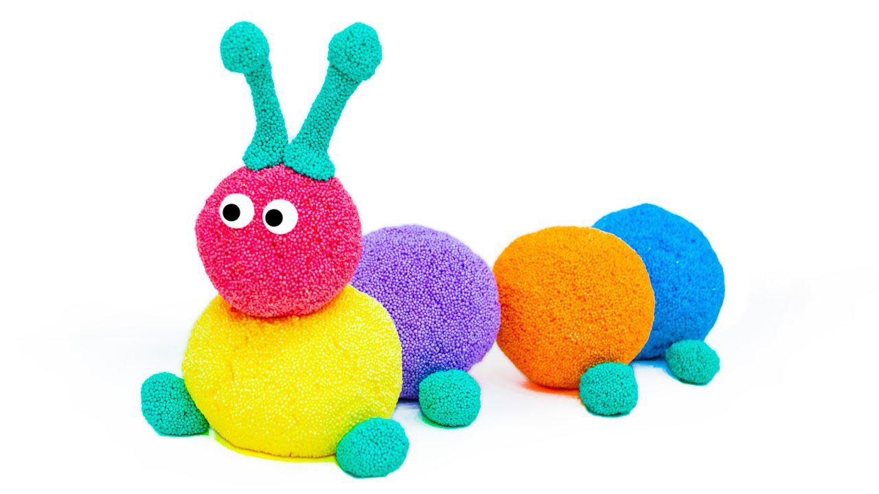 Лепим Гусеничку из Шарикового Пластилина и Учим Цвета смотреть онлайн