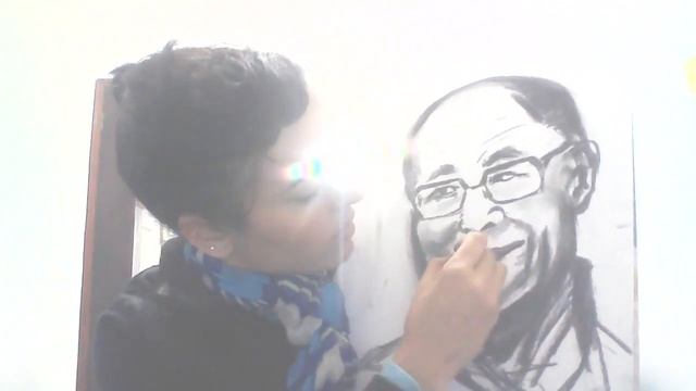 Art Painting Portait of Peace Master Dalai lama with all respect by LR смотреть онлайн