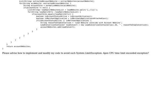 Salesforce: How to solve my System.LimitException: Apex CPU time limit exceeded? смотреть онлайн