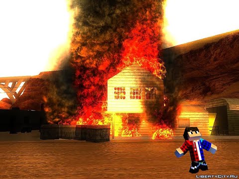 Сгоревший дом на одном блоки в Майнкрафте