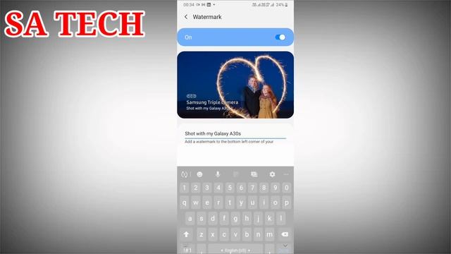 How To Add Or Remove Camera Watermark On Samsung Galaxy A30s , Samsung Camera Watermark All Setting