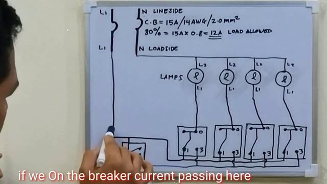 Diagram With 4 Lamps Using Single Switch As Master Switch (English Subtitle) смотреть онлайн