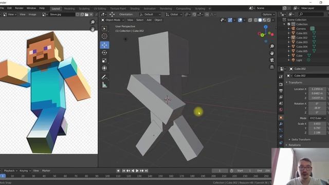 Создаем 3D модель Cтива из Minecraft в Blender 2.8 смотреть онлайн