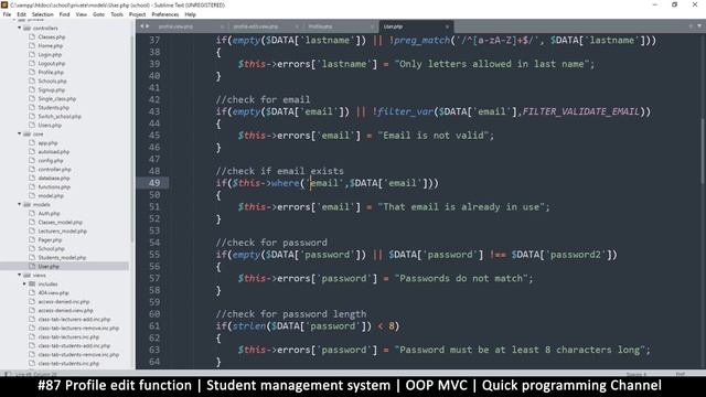 #87 Profile edit function | Student management system in PHP | OOP MVC | Quick programming tutorial смотреть онлайн