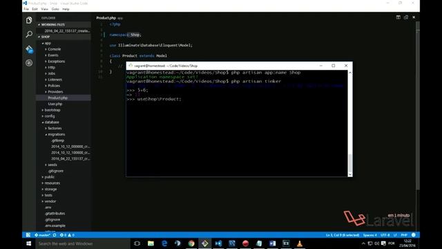 Alterando namespace e utilizando o Tinker para testar models смотреть онлайн
