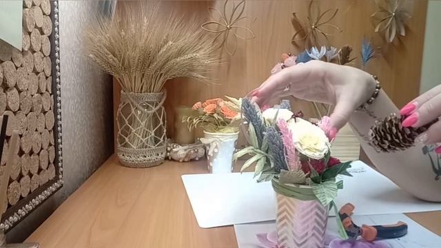 Осеннии композиции в стаканчиках. Цветочки из гофробумаги смотреть онлайн