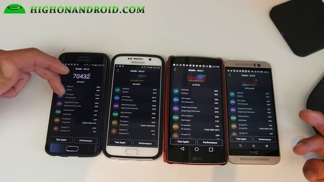 GalaxyS6 vs S6 Edge vs HTC One M9 vs G Flex 2 Antutu Test! смотреть онлайн