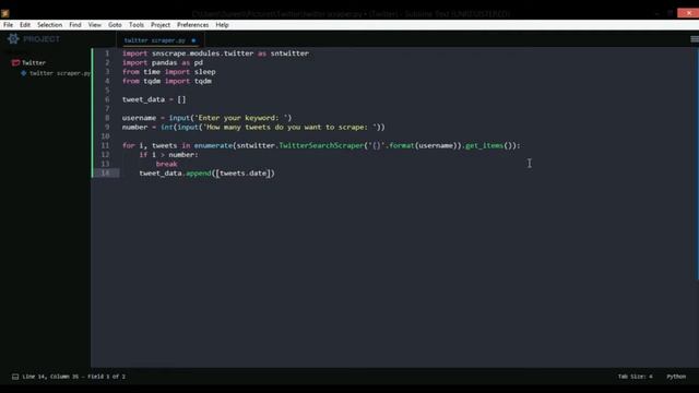 How to scrape twitter data using snscrape | Python смотреть онлайн