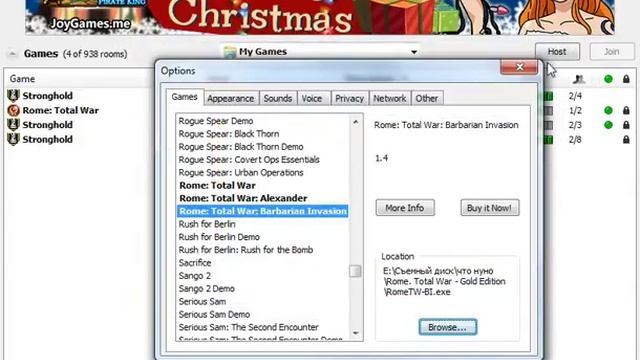 GameRanger как указать путь к exe. На примере exe Rome TW (Bi). смотреть онлайн
