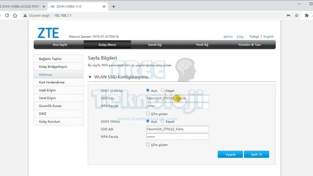 ZTE ZXHN H298A ACCESS POİNT AYARLARI