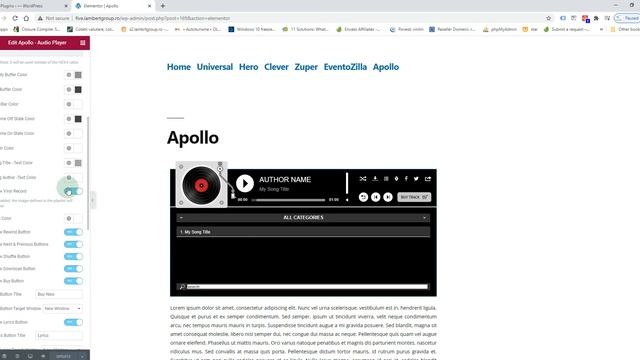 Apollo - Audio Player - Elementor Widget Addon: Manage player settings and playlist смотреть онлайн
