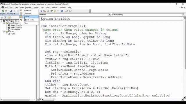 Insert page break in Excel | Auto insert page breaks on value change смотреть онлайн