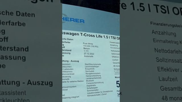 Официал Volkswagen в Германии 2023 Авто Volkswagen T Cross Life Год 2022 Цена 34 480 € смотреть онлайн
