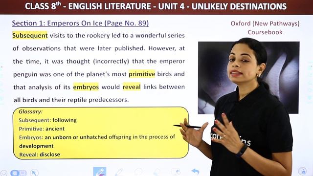 Class 8 English New Pathways | Unit 4 Unlikely Destinations - Emperors on Ice Explanation (Part 1) смотреть онлайн