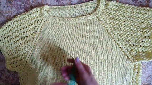 Летняя футболка Бабочка спицами//пряжа ЯнАрт Идеал, 100%хлопок// краткий МК. смотреть онлайн