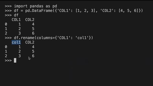 pandas rename column смотреть онлайн