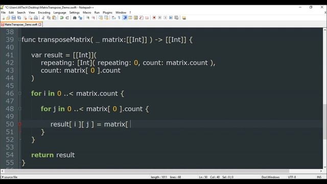 matrix transpose in swift 3 смотреть онлайн