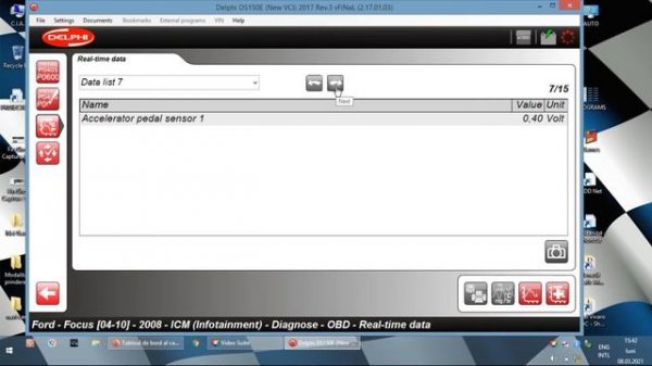 Delphi Ds150  - Ford Focus - Instrument/ICM Infotainment - Real Time Data
