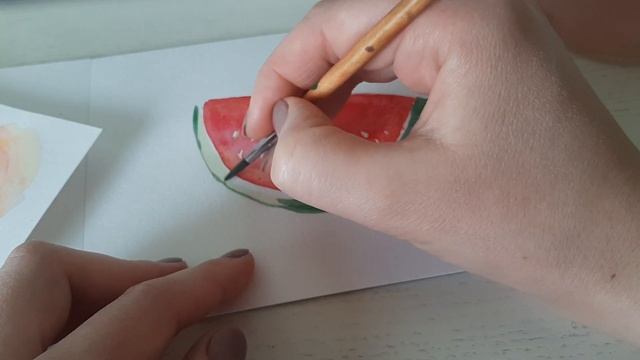 Акварель для начинающих. Как нарисовать кусочек арбуза ? смотреть онлайн