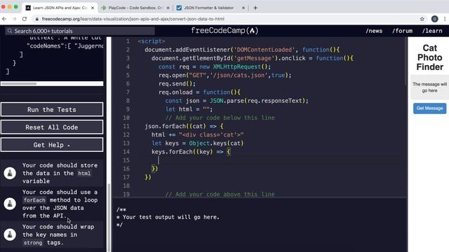 6 - Convert JSON Data to HTML - JSON APIs and AJAX - freeCodeCamp Tutorial смотреть онлайн