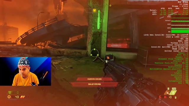INTEL ARC A770 16GB Doom Eternal 1080p MAX SETTING RAY TRACING + STREAM 1080 x 900 60 FPS смотреть онлайн