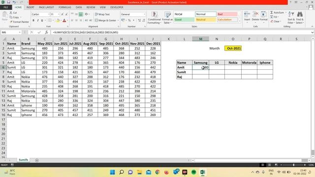 Sumifs with Index Match formula in Excel:- Get results from multiple columns смотреть онлайн