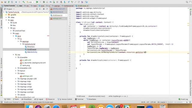 Пишем игру на Kotlin(Котлин) - Клон Танков: 2 урок. Рисуем сетку уровня, делаем границы смотреть онлайн