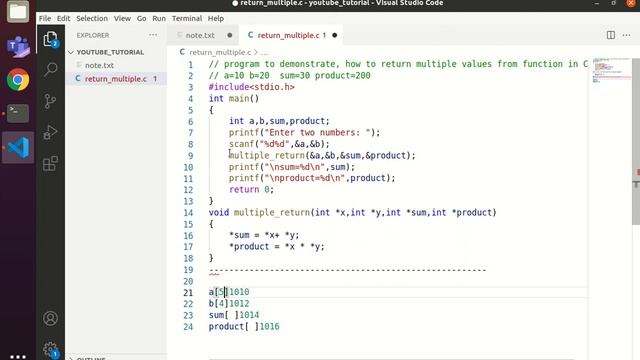 #6 EXAMPLEC :RETURNING MULTIPLE VALUES FROM FUNCTION IN C PROGRAM #callbyreference#function#cprogra смотреть онлайн
