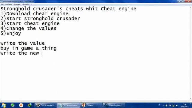Stronghold Crusader's Cheat Whit Cheat Engine