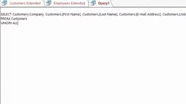 Access SQL - Union Joins (Combine the Result of Two or More SELECT Statements.) смотреть онлайн