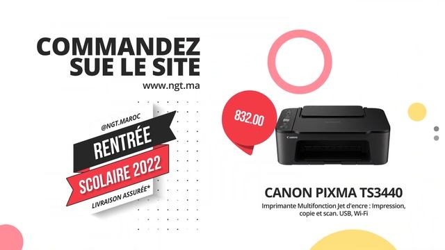 Canon PIXMA TS3440 Imprimante Multifonction Jet d'encre au Maroc смотреть онлайн