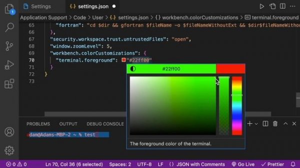 How to Change VS Code Terminal Color