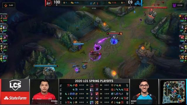 С9 vs. 100 Игра 2 | Round 1 LCS Spring 2020 | Плей-офф Америка | Cloud9 100 Thieves смотреть онлайн