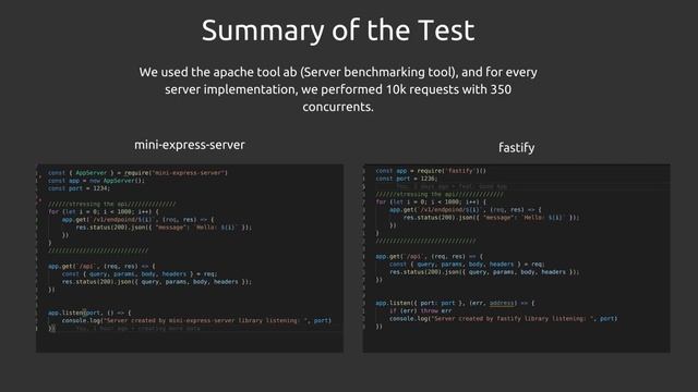 Performing benchmark test to 3 JS backend libraries : express vs fastify vs mini-express-server. смотреть онлайн