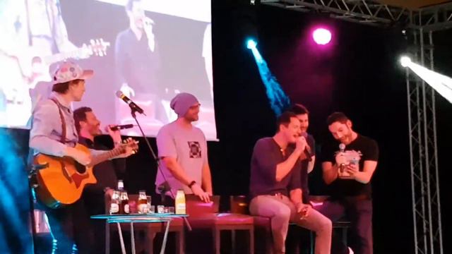 #JIBLAND2 Rob Benedict,David Giuntoli,Sasha Roiz,Tom Ellis,Jason Manns,Reeve Carney singing "Take m смотреть онлайн