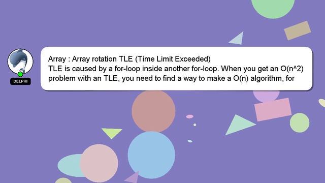Array : Array rotation TLE (Time Limit Exceeded) смотреть онлайн