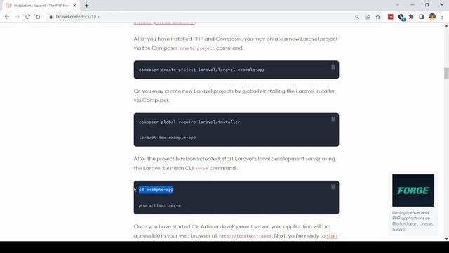 Пример установки Laravel с помощью composer смотреть онлайн