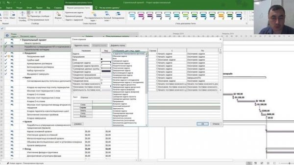 Форматирование диаграммы Ганта в MS Project Pro