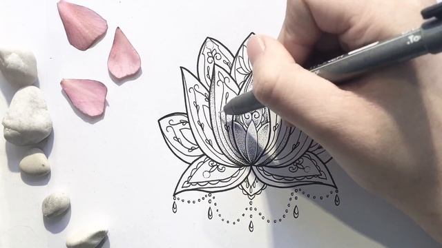 Mandala Lotus // Stippling Timelapse Drawing смотреть онлайн