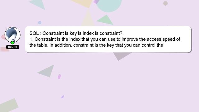 SQL : Constraint is key is index is constraint? смотреть онлайн
