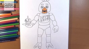 How to draw Chica, FNAF, Как нарисовать Чику