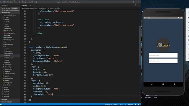 Aprenda React Native #5 - Criando tela de login em 10 minutos смотреть онлайн