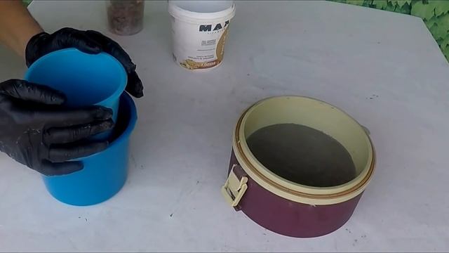 DIY - VASO DE CIMENTO E CACOS DE VIDRO: CONCRETO GRANILITE