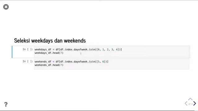 Pandas 46 | Seleksi weekdays dan weekends pada data deret waktu | time series | Python Pandas смотреть онлайн