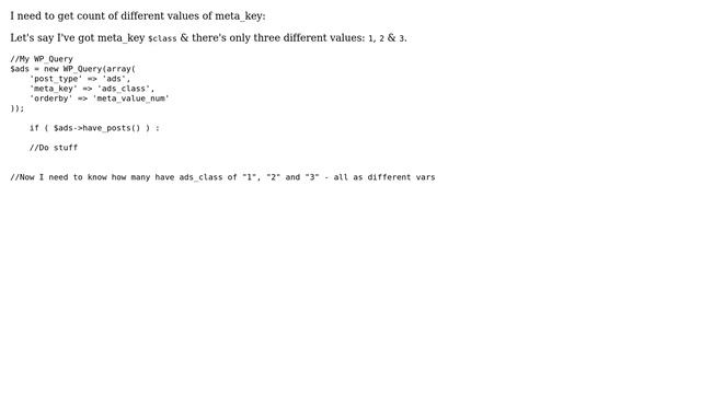 Wordpress: WP_Query count of different meta key values смотреть онлайн